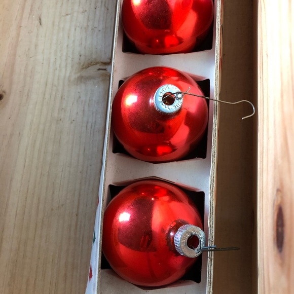 Vintage Shiny Brite Red Jumbo Fanci-Pac Long Christmas Tree Box Glass Ornaments - Picture 6 of 10